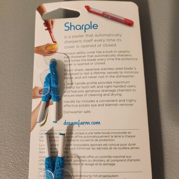 Dreamfarm Red ABS Plastic/Stainless Steel Sharple Safety Peeler Self Sharpening - Picture 4 of 7